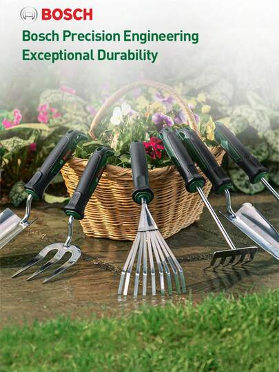  Bosch Multi-Purpose Garden Shovel Set - High-Quality Rust-Proof Stainless Steel For Planting, Potted Flowers & Vegetables, Loosening Soil, Beach Sand Scooping - Durable Plastic/Metal, Ideal For Gardening & Lawn Care Stepped Digging Trowel Handheld Rake Lawn Rake Lawn Sweeping Hand Rake
