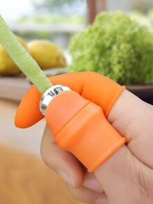 [5pcs] Thumb Knife Vegetable Herb Stripper Finger Protector, Kitchen Gadget For Picking Chili Pepper, Beans, Peas, Fingernail Protector, Vegetable Picking Tool - Orange - View 8