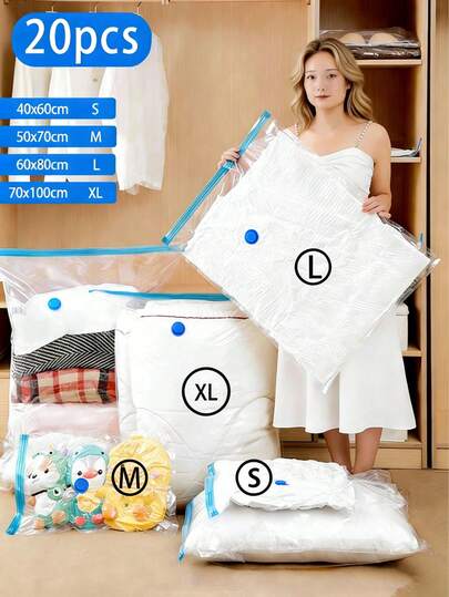 20/10/5pcs Portable Travel Storage Bags, Large Capacity Compression Bags, Reusable Vacuum Bags, Foldable Organizer Cubes, Printed Luggage Bags, Moisture-Proof, Anti-Moth, Space-Saving, Suitable For Clothes, Blankets, Shirts, Bedding, Bedroom, Wardrobe, Bathroom, Outdoor Gear, Home Organization, Back To School, Travel Essentials