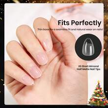 Beetles Soft Gel Nail Tips Short Almond 288pcs In 12 Sizes, Etch-X Pre-Etched Full Cover Acrylic Fake Nails Art - Almond Extra Short 288pcs(Etch X Nail Tips) - 查看 5