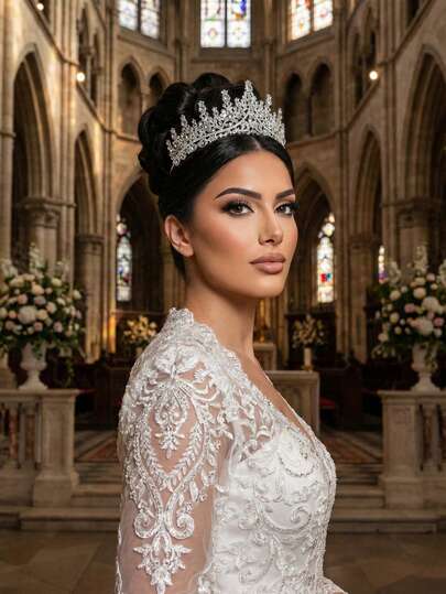 1pc Fashionable Elegant Alloy Crown Hair Accessory Suitable For Women's Wedding Party (Recommend Using U-Shaped Clip For Additional Support)