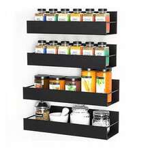2Pcs Black Spice Rack For Refrigerator Oven Fridge Shelf Space Saving No-Drill - View 5