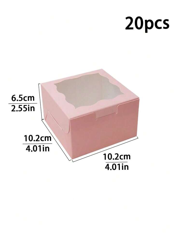10/20/30个装 4*4*2.5英寸烘焙礼盒，透明窗口烘焙盒，一次性纸盒，适用于纸杯蛋糕、糕点、甜点等热食 - 查看 20