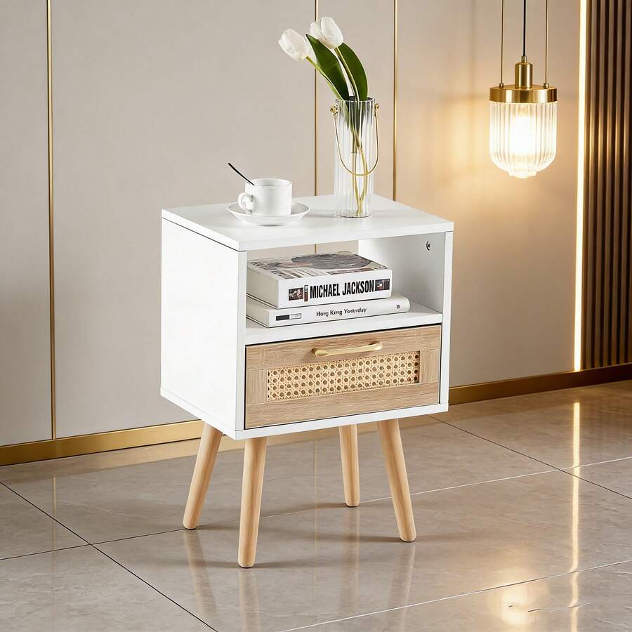 Nightstands - White+Natural + MDF - View 1