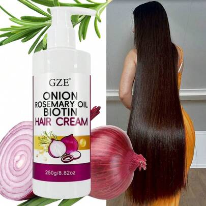 GZE 洋葱迷迭香生物素三合一护发霜，抗毛躁，保湿，一夜强韧秀发，适用于干枯受损发质，修复分叉，防止断裂。