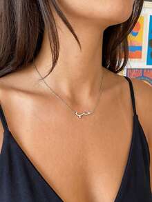 ESBERRY 1件优雅阿拉伯字母项链，925纯银材质，情人节送给女性的精美珠宝礼物 - 銀色 - 查看 4