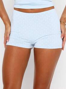 Women Y2k Polka Dot Pajama Shorts Low Wasit Slim Fit Pj Shorts Vintage Going Out Micro Mini Short - 淺藍色 - 查看 1