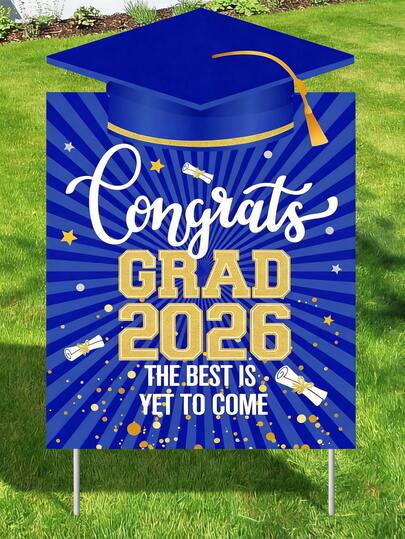 2026 Graduation Yard Sign With Ground Stake, Blue Congrats 2025 Graduate Yard Decor, 2026 Graduation Yard Sign, 2026 Graduate Decoration