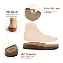 Girls Boys Slides For Kids Non-Slip With Adjustable Straps For Indoor & Outdoor Toddler Little Kid/Big Kid - 黑色 - 查看 4