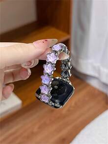 适用于 Ultra/SE 2/SE 1/Series 11/10/9/8/7/6/5/4/3/2/1，尺寸 38/40/41/42/44/45/46/49 毫米的梦幻星形弹性表带 - 紫色 - 查看 2