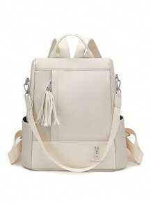 Women's Fashion Anti-Theft Backpack With Large Capacity For Travel And Laptop - Beige - View 4