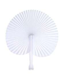 10pcs Round Folding Paper Fans, Wedding Ceremony Paper Fans, Heart & Round Shaped Paper Fans, DIY White Folding Fans, Bride & Bridesmaid Fans, Photography Props, Dance Fans, Various Festival Theme Party Folding Fans, Gifts - Multicolor - View 10