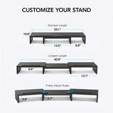 PERLECARE Dual Monitor Stand For 2 Monitors, Monitor Stand For Desk, Adjustable Computer Monitor Stand With 2 Slot, Multifunctional Desktop Organizer Stand For Laptop, PC, Computer, Printer - 查看 4