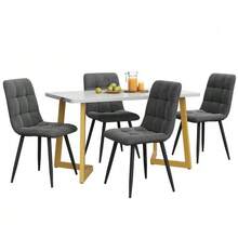 117cm Dining Table With 4 Chairs Set, Rectangular Dining Table, Modern Kitchen Table Set, Dark Grey Velvet Dining Chair, Gold Table Legs - Dark Grey - View 2