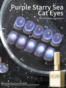 XEIJAYI 1瓶15毫升紫色猫眼指甲油凝胶，半永久美甲可卸UV LED美甲沙龙DIY凝胶 - 紫色 - 查看 4
