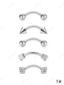 CIZME 5pcs Colorful Curved Barbell Eyebrow Rings Rook Daith Piercing Jewelry 16G Dainty Eyebrow Rings Stainless Steel Vertical Labret Lip Piercing Jewelry Rook Daith Earrings For Women Men Cool Daily Wear 8mm/10mm - Multicolor - View 12