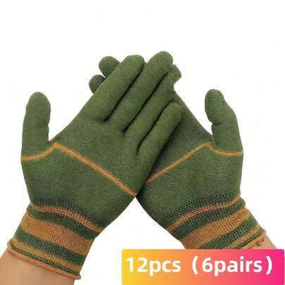6/12只装尼龙防滑手套，轻便，适合骑行、钓鱼、露营和户外活动 - 透气网眼，男女通用，四季皆宜的户外休闲手套