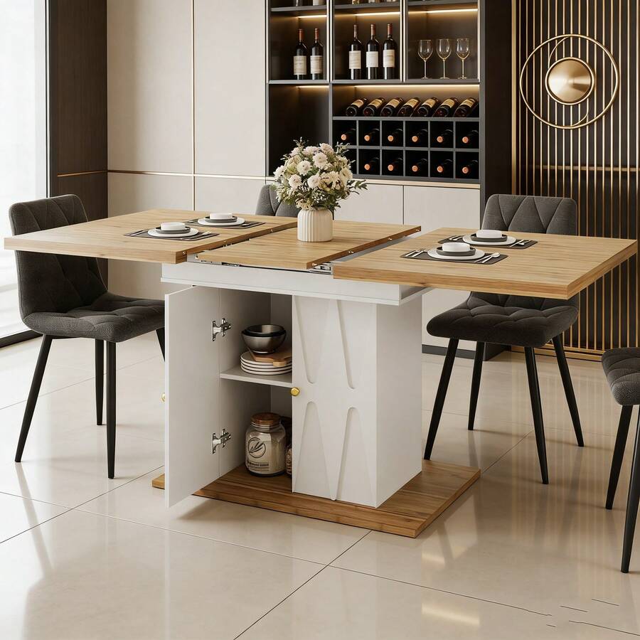 Dining Table & Chair Sets - White + MDF+Metal - View 1