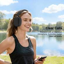 SUNJOM Wireless Bluetooth Over Ear Headphones Up To 28H Battery Life Headset With Microphone Gym Overhead Headphones Compatible With IOS & Android Mobile Phones,Computers,Laptop(Silver) - 黑色 - 查看 4