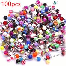 50 Pcs / 100 Pcs - Fashion Mixed-Color Acrylic Tongue Piercing For Women 304L Stainless Steel Industrial Iron Lip Piercing Sexy Body Jewelry,Earring Set,Summer Earrings,Jewelry Women - Multicolor - View 8