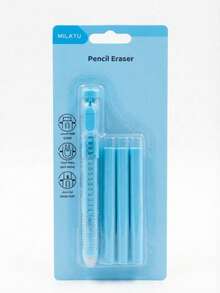 Borrador Retráctil Tipo Lápiz con 3 Repuestos | Goma de Borrar Portátil para Escuela, Oficina y Dibujo | Borrado Preciso y Limpio - B - Ver 1