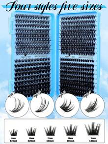 Bộ dụng cụ tự làm nối mi (612/576/522 sợi), Bộ mi giả dạng chùm, kiểu D-Curl dày dặn, 8-16mm, bao gồm keo dán mi, nhíp và cọ chải mi. Thích hợp sử dụng tại nhà. Bao gồm hướng dẫn sử dụng mi giả dạng chùm (4 kiểu kết hợp). Vật dụng cần thiết khi đi du lịch. - Nhiều màu - Xem 7