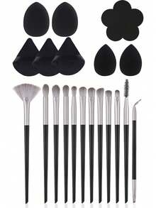 RANCAI 20件套化妆刷套装，包括散粉刷、面部刷、洁面刷、海绵刷等多功能美容工具 - 彩色 - 查看 1