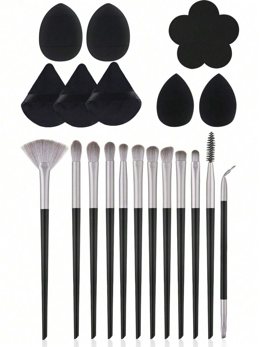 RANCAI 20件套化妆刷套装，包括散粉刷、面部刷、洁面刷、海绵刷等多功能美容工具 - 彩色 - 查看 1