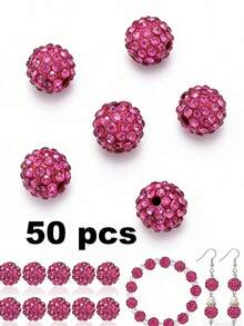 50/100/200颗 10毫米闪亮迪斯科球珠 - 闪亮黄色塑料珠，反光表面，适用于珠宝制作、DIY工艺品、项链和耳环配件、珠宝制作珠子、耳环组件、手工珠子 - 彩色 - 查看 25