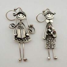 Creative Retro Boy & Girl Pendant Earrings, Suitable For Pierced Ears. An Interesting Gift For Family And Friends - Silver - View 1