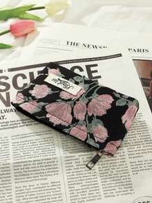 Retro Rose Makeup Pouch Set Of Two, French Embroidered Flower Handbag, Travel Wash Bag, Daily Commuting Small Bag For Carrying - Black - View 9