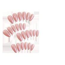 24pcs Valentine's Day Hook Press On Nails, Silver White Iridescent Mirror Electroplated, Luxury Elegant Nails Women Daily & Party Wear, Nail Art Supplies - DD-1424 - Xem 7