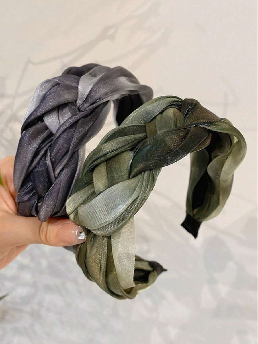 1件优雅渐变闪光编织发箍，多功能奢华轻盈宽边发箍发带 - 彩色 - 查看 1