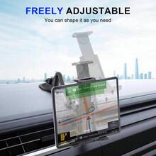 xnyocn 多功能车载手机支架，带伸缩臂、柔性鹅颈管、强力吸盘底座、360°旋转，适用于安全安装平板电脑和智能手机 - 黑色 - 查看 3