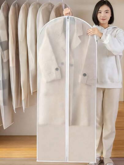 4pcs Reusable Transparent Garment Dust Bags With Zipper, Waterproof Clothes Storage Bags, Wardrobe Organizer Bags For Protecting And Organizing Closet, Dorm Essential, Bedroom Closet Storage (Bags Only), 1 Set