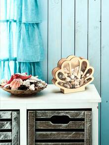 Wooden Shell Display Box With Acrylic Panel, Shell Storage Box, Sea Glass, Small Starfish, Shark Tooth Shell Collection Box, Home Decor, Christmas Gift, Birthday Gift - Multicolor - View 5
