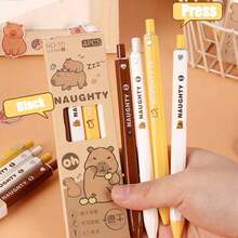 Capybara Cute Gel Pens, 0.5mm Black Ink Pens Fine Point Smooth Writing Pens, High-End Series Pens For Journaling Note Taking, Cute Office School Supplies Gifts, Large-Capacity Multi-Layer Pencil Case, Back To School Supplie Essentials Office Supplies - Multicolor - View 1