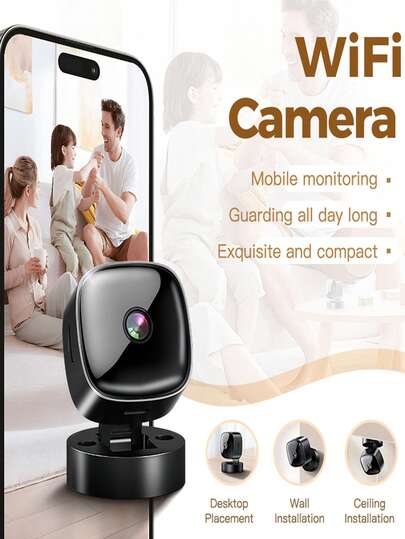 1080P Night Vision Mini Portable High Definition WIFI Camera, 360° Adjustable, Supports Desktop, Wall Mount, Ceiling Mount, Motion Detection Alarm, TF Card & Cloud Storage, Suitable For Home, Bedroom, Corridor, Baby Crib, Office