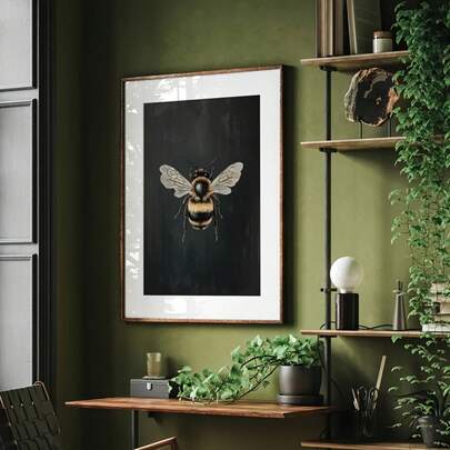 1 Pc Unframed Retro Canvas Wall Art Posters Featuring Bees And Mysterious Insects Is A Perfect Choice For Wall Decoration. This Canvas Painting Blends A Rustic, Dark, Preppy Style, Making It An Ideal Retro Decorative Piece For Dorm Rooms, Apartments, And Living Rooms.