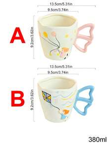 1pc Creative Hand-Painted & Hand-Molded Girl Flying Kite Ceramic Coffee Mug, Milk Breakfast Cup For Home Use - Multicolor - View 6