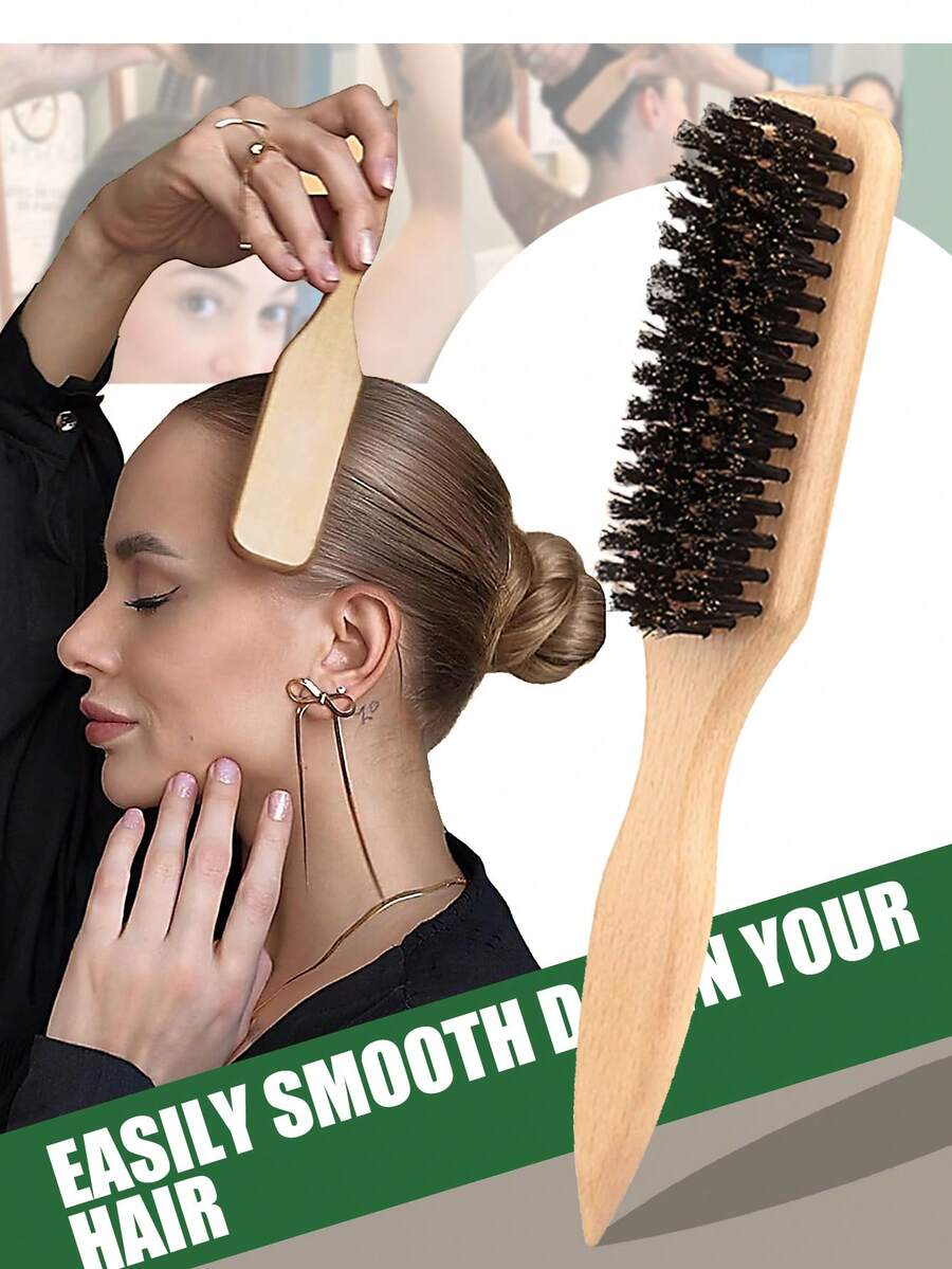 男女通用尼龙木质发梳/胡须梳 - 无香型专业美发梳，适合专业人士打理粗细发质，多功能梳子，木质梳子，造型梳，解结梳，卷发梳，直发梳，理想的旅行美发工具