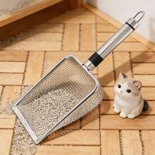 1pc Stainless Steel Mesh Litter Scoop, Long Handle Cat Litter Scooper For Cat Litter Box, Pet Waste Cleanup - Multicolor - View 7