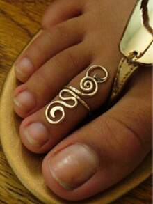 1 pieza Anillo de dedo del pie minimalista ajustable de cobre, adecuado para cualquier ocasión y festividad - Dorado - Ver 1