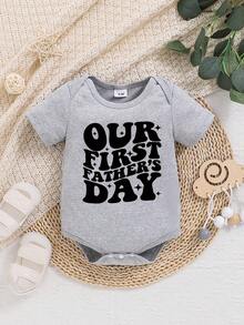 Bộ quần áo cho bé trai/bé gái nhân Ngày của Cha đầu tiên, quà tặng cho bố mới, áo liền thân cho bé sơ sinh nhân Ngày của Cha. - Xám - Xem 1