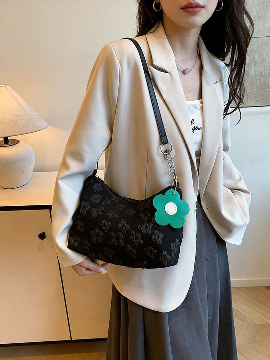New Fashion Women's Handbag, Pleated Crescent-Shaped Bag, Casual Chic Korean Style Shoulder Bag, Commuting Crossbody Bag - Multicolor - View 1
