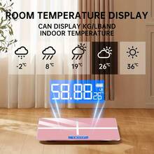Omnliy High Definition Digital Weight Scale - Large LCD Display, Battery-Powered, Max 180kg/396.8lb, Home Bathroom Scale For Accurate Body Weight Measurement, Battery Not Included, 26x26cm/10.23x10.23inch, Bathroom Scale|Modern Weight Scale|Battery Powered Scale(No Bluetooth Function) - Hồng - Xem 4