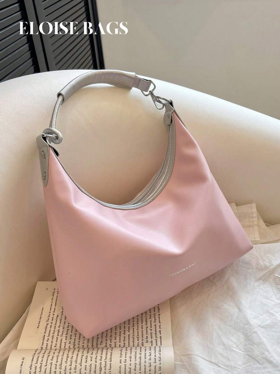 Fashionable Letter Printed Armpit Bag - Pink - View 1