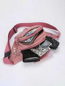 1Pc Large Capacity Sports Bag, Mobile Waist Bag, New Running Versatile Shoulder Bag (Randomly Cut Pattern) - Multicolor - View 5