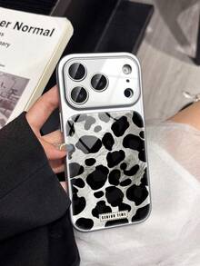 Leopard Print Foil Stylish Protective Phone Case Compatible With IPhone 17 Pro Max, Full Camera Protection, Fashionable And Unique Design For IPhone 16/15/14/13 Series - Silver - View 1
