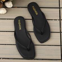 2026夏季新款法式软底人字拖，百搭高端罗马沙滩拖鞋，女士款 - 黑色 - 查看 13
